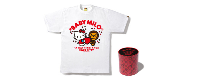 A BATHING APE (エイプ) × ハローキティ (HALLO KITTY)のバレンタインコラボTシャツが発売！