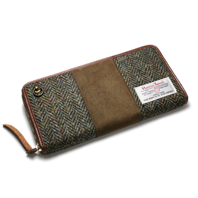 JAM HOME MADE  SHEEP ZIP LONG WALLET BROWN -Harris Tweed-