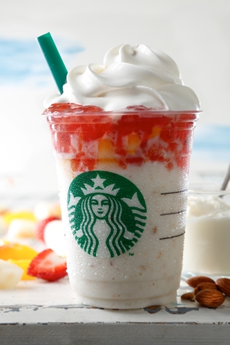 いよいよ明日4/15から、スターバックス (STARBUCKS) 「フルーツ-オン-トップ-ヨーグルト フラペチーノ with クラッシュ ナッツ」、季節限定スタバカード「花火 2015 Ver」、「ロゴコールドカップタンブラーホイップ」が発売！