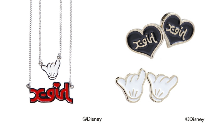 ミッキーのシャカサイン！ディズニー (Disney) × エックスガール (X-girl)とのイヤリング & ネックレスが発売！