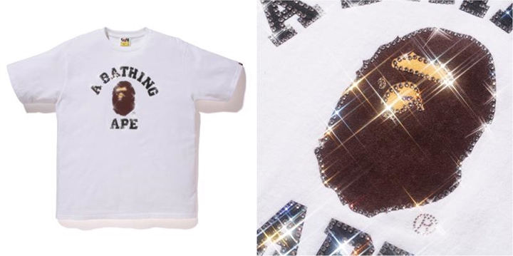 6/13発売！エイプ (A BATHING APE)からギラギラのスワロフスキーを施したロゴTシャツ「COLLEGE TEE」が登場！