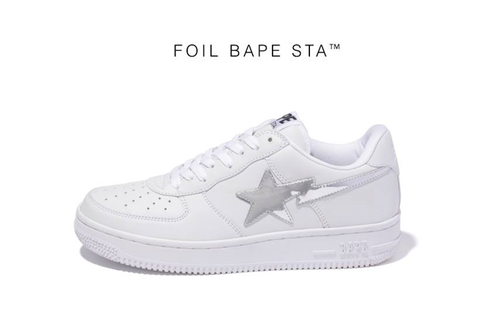 6/13から！エイプ (A BATHING APE)、ホワイトアッパーに箔のSTAを施した「FOIL BAPE STA」が「GOLD/SILVER」の2色展開で発売！