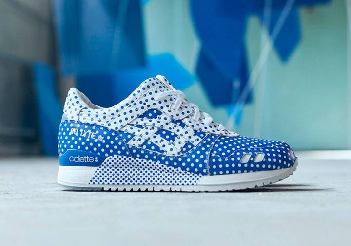 海外6/27発売！爽やかな白青ドットのコレット × アシックス ゲルライト 3 (colette ASICS GEL LYTE III)