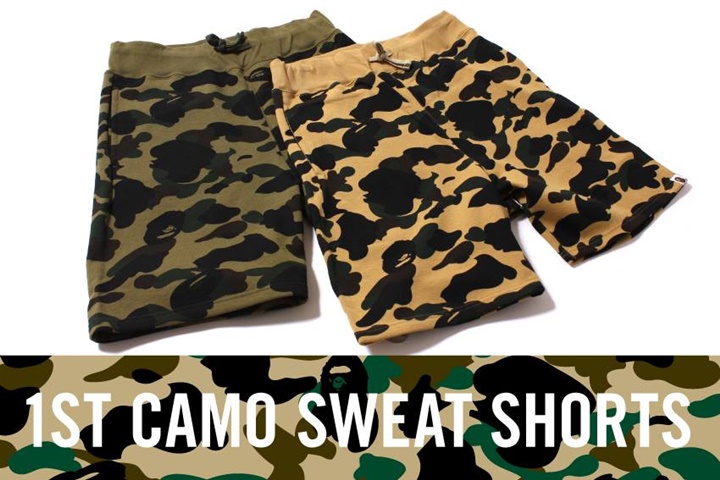 8/1からエイプ (A BATHING APE)の定番「1ST CAMO」のアイテム、「スウェットヨーツ」「キャップ」その他に「ダメージデニム」が発売！