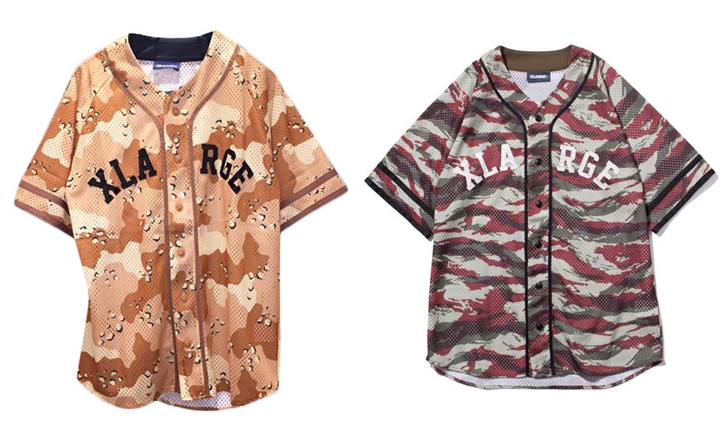 エクストララージから全面昇華転写プリントした「X-large CAMO MESH BASEBALL SHIRT」が発売！