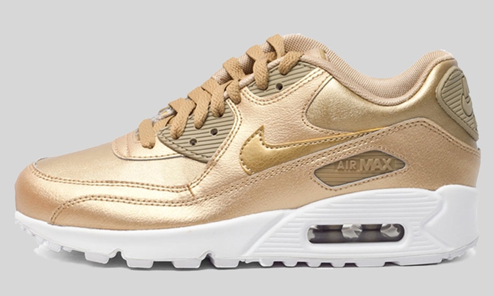 海外展開！メタリックゴールドのナイキ ウィメンズ エア マックス 90 LTR (NIKE WMNS AIR MAX 90 LTR Metallic Gold) [724852-700]