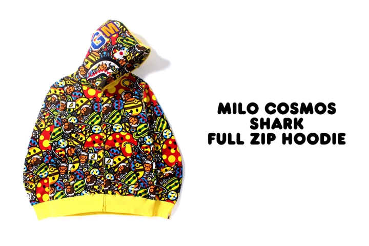 9/12からエイプ (A BATHING APE)のNEWアイテム！「シャークフルジップフーディー」「箔プリントカレッジロゴTEE」「MILO ALL SAFARIクルーネック」「オックスフォードシャツ」が発売！