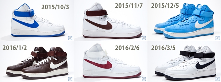 これから月一で発売されるナイキ エア フォース 1 ハイ レトロ QS (NIKE AIR FORCE 1 HIGH RETRO QS) [743546-102,103,105,106,200,400]