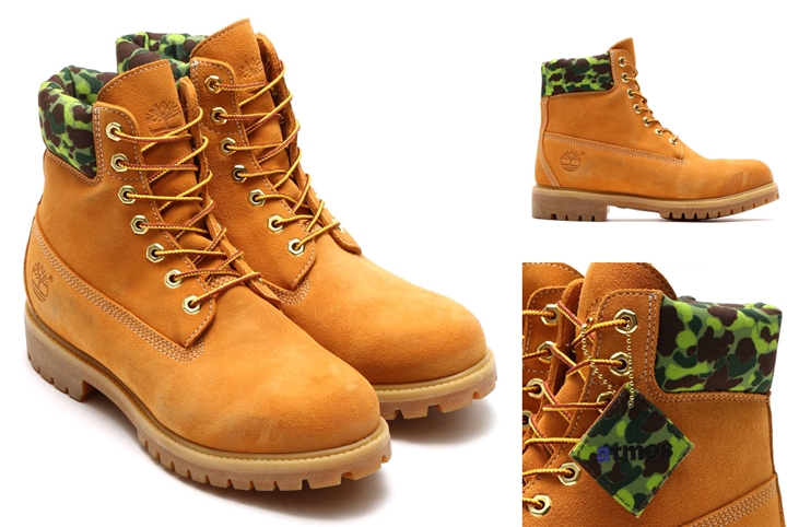 atmos別注！11/14発売！Timberland 6 PREMIUM WATERPROOF BOOT WHEAT CAMO (アトモス ティンバーランド 6インチ ウォータープルーフ ブーツ カモフラ)