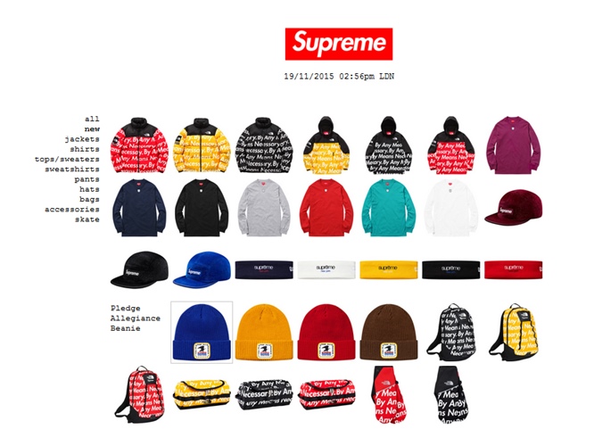 11/21発売！シュプリーム (SUPREME) 2015 F/W レギュラーアイテム一覧！