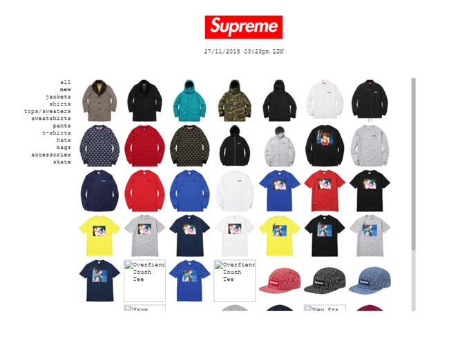 11/28発売！シュプリーム (SUPREME) 2015 F/W レギュラーアイテム一覧！