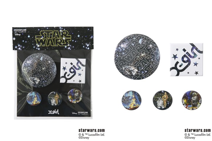 X-girl × STAR WARSとのコラボバッチと宇宙柄のミラーセット 「MIRROR&BADGES SET」が発売！(エックスガール スターウォーズ)