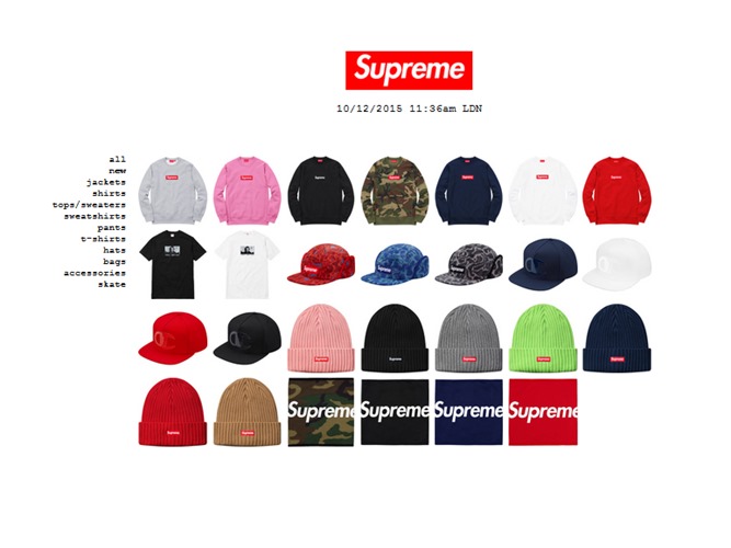 12/12発売！シュプリーム (SUPREME) 2015 F/W レギュラーアイテム一覧！