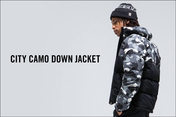 A BATHING APEから暗闇で光る蓄光プリントを使用した「CITY CAMO DOWN JACKET」が発売！ (エイプ)