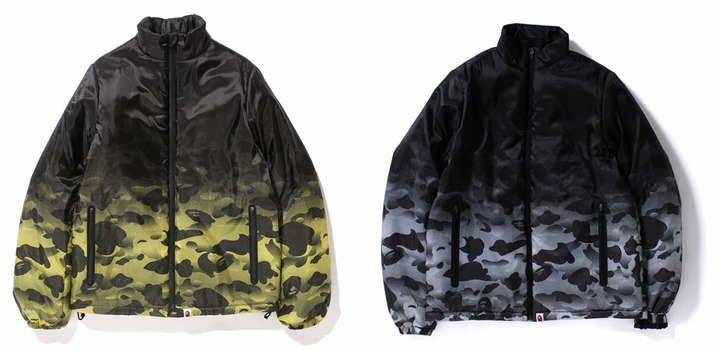 A BATHING APEから新たに誕生したカラーのオリジナルカモフラージュ「NOISE CAMO」を採用したパデッドジャケットが1/9から発売！(エイプ)