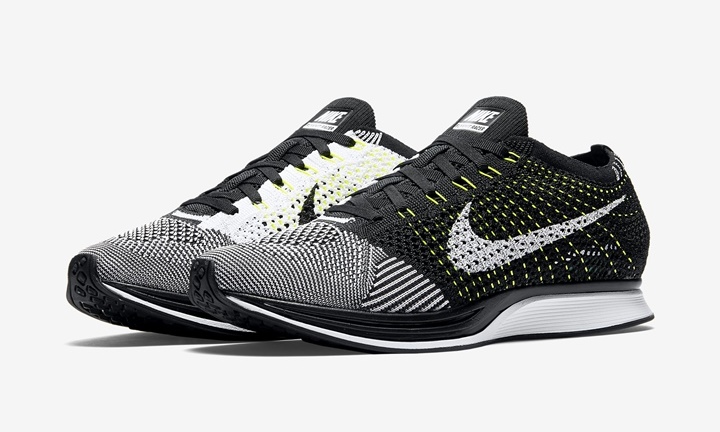 nike flyknit racer black white