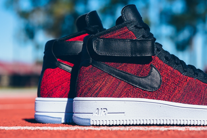 海外展開！ナイキ エア フォース 1 フライニット ミッド ユニバーシティレッド (NIKE AIR FORCE 1 FLYKNIT MID University Red)