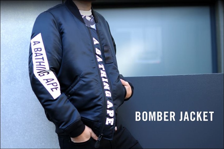 A BATHING APEからブランドロゴをシリコンラバープリントで仕上げた「BOMBER JACKET」が1/23発売！(エイプ)