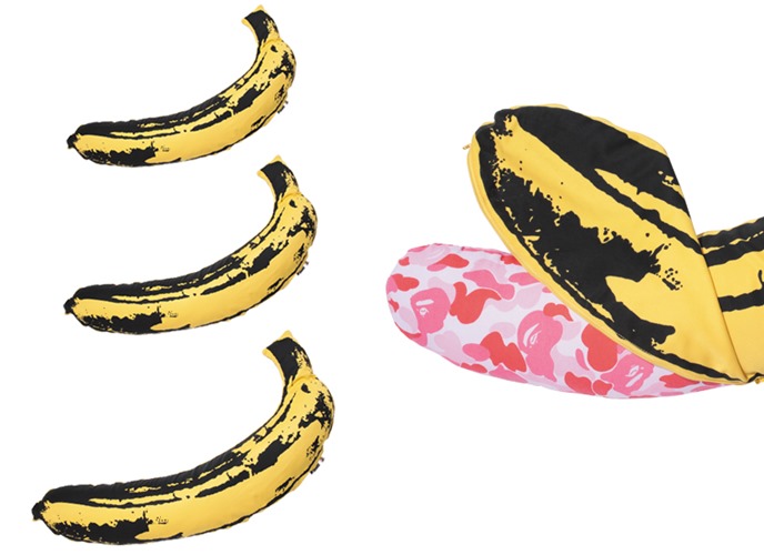 3/5発売！バナナの中からカモフラがこんにちは！Andy Warhol × A BATHING APE 「ABC BANANA クッション」 (アンディ・ウォーホル エイプ)