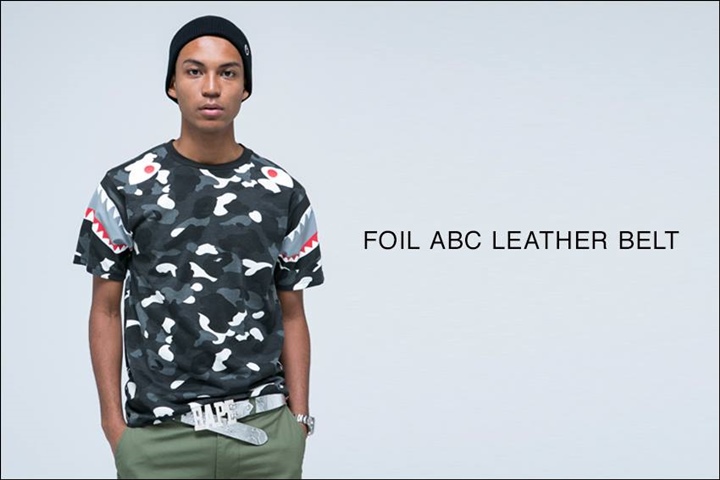 A BATHING APE オリジナルカモ柄の”ABCカモ”を型押し箔で仕上げたレザーベルトが4/2発売！(エイプ)