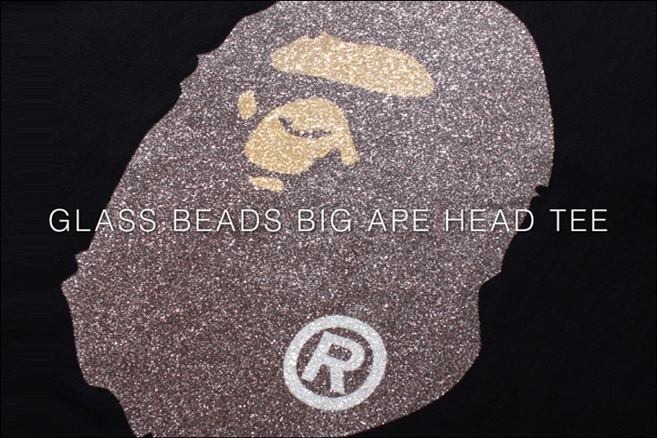 A BATHING APEからガラスビーズで仕上げたBIG APE HEADの「GLASS BEADS BIG APE HEAD TEE」が4/9発売！(エイプ)
