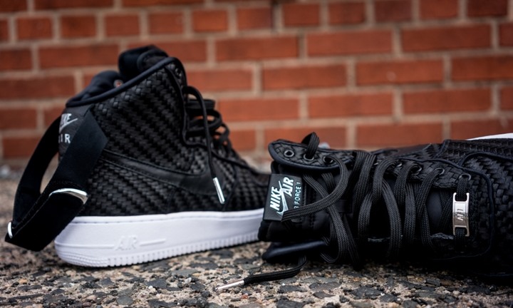 海外展開！ナイキ エア フォース 1 ハイ 07 エレベート ウーブン “ブラック” (NIKE AIR FORCE 1 HIGH 07 LV8 WOVEN “Black”) [843870-001]