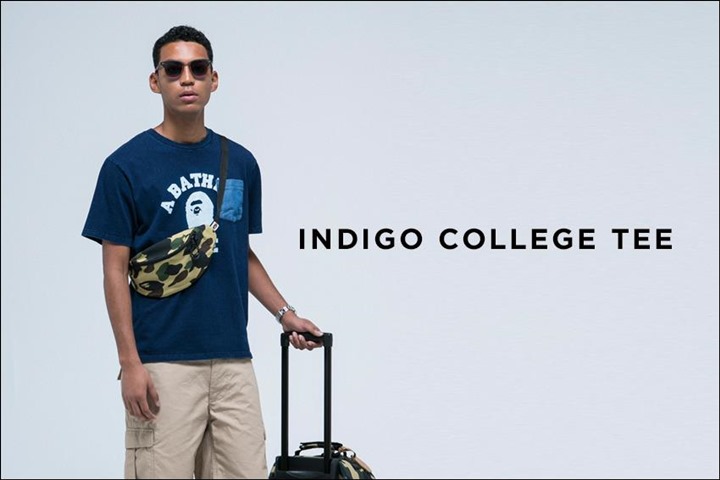 A BATHING APEから胸元にポケットのついたカレッジデザインの「INDIGO COLLEGE TEE 」が4/23発売！(エイプ)