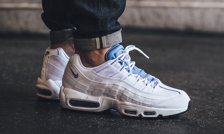 海外展開！ナイキ エア マックス 95 エッセンシャル ホワイト/チョークブルー (NIKE AIR MAX 95 ESSENTIAL White/Chalk Blue) [749766-100]