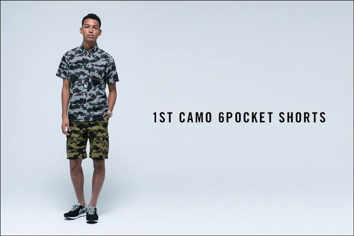 A BATHING APEからオリジナルカモ柄の1ST CAMOで仕上げた6ポケットのショートパンツ「1ST CAMO 6POCKET SHORTS」が5/7から発売！(エイプ)