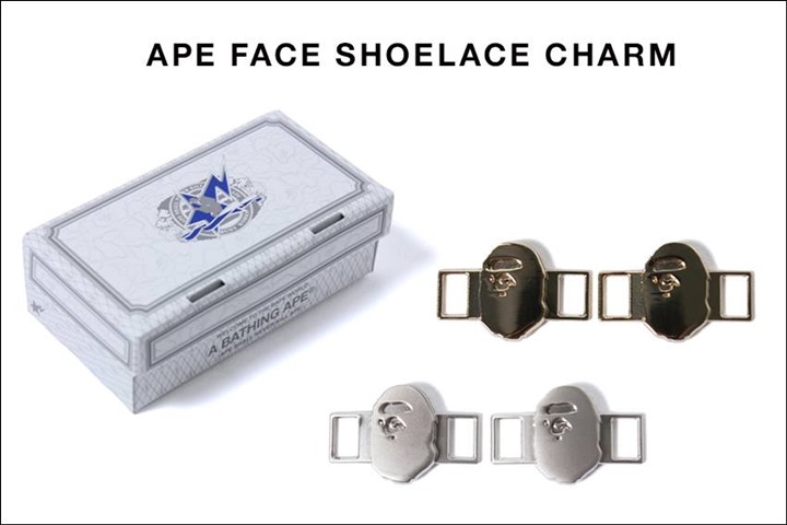 A BATHING APEからAPE HEADをかたどった靴紐部分に付けるシューレースチャーム「APE FACE SHOELACE CHARM」が5/21から発売！(エイプ)