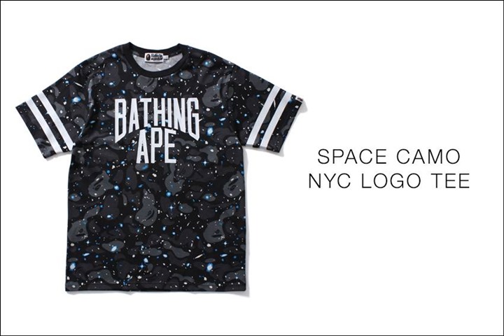 A BATHING APEから宇宙を蓄光GIDプリントをで表現したスペースカモ デザイン TEE「SPACE CAMO NYC LOGO TEE」が5/21から発売！(エイプ)