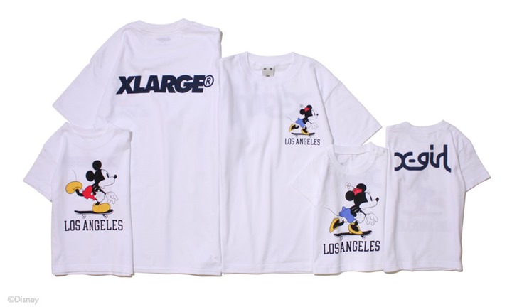 X-large/X-girl IKSPIARI LIMITED ITEMSが7/1発売！スケボーに載っているミッキーミニー グラフィック (エクストララージ エックスガール)