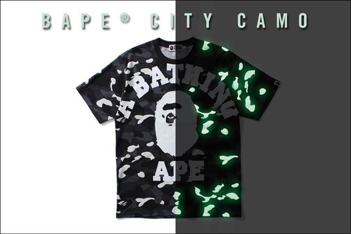 A BATHING APEから暗闇で光る蓄光プリントを使用したCITY CAMO SERIESが8/13発売！ (エイプ)