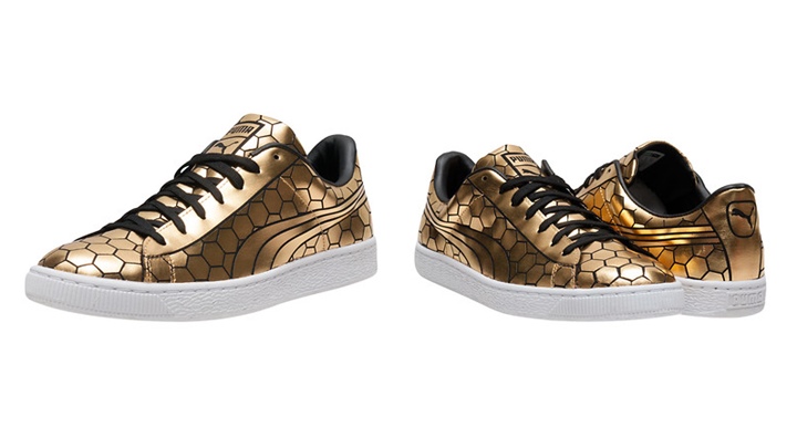 六角形メタリックゴールドパターンのプーマ バスケットが海外展開！ (PUMA BASKET "Metallic Gold Hexagonal") [361102-01]