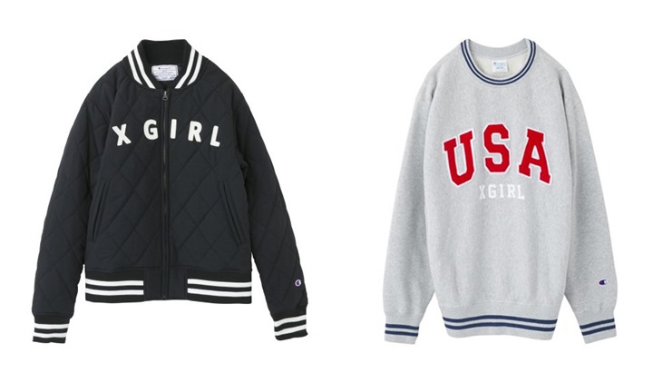 X-girl × CHAMPION コラボで「BB JACKET」「REVERSE WEAVE SWEAT SHIRTS」が予約スタート！ (エックスガール チャンピオン)