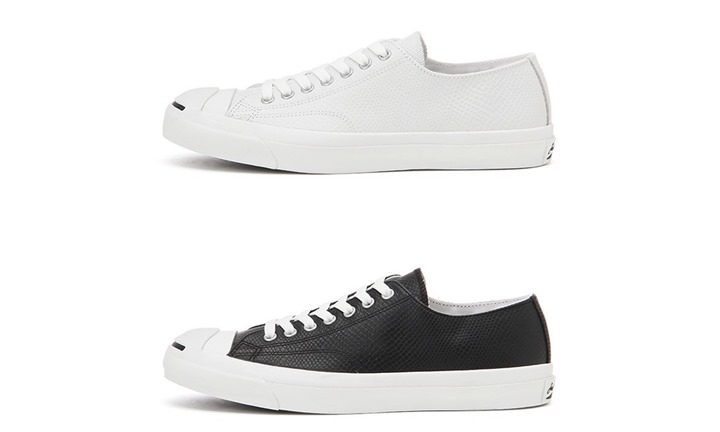 蛇柄のエンボス加工を施したレザーをアッパー全面に採用したCONVERSE JACK PURCELL EMBOSSNAKE M LEATHER 2カラー (コンバース ジャックパーセル エンボススネーク M レザー)