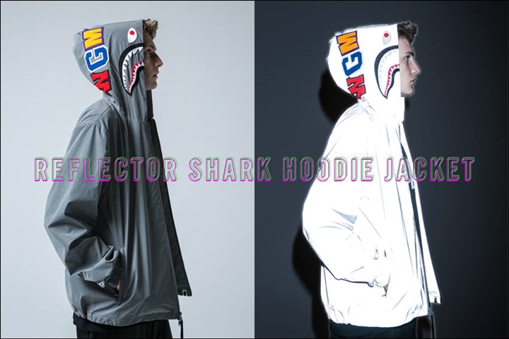 A BATHING APEからリフレクターコーティングを施したシャークフーディをジャケットとして仕上げた「REFLECTOR SHARK HOODIE JACKET」が10/29から発売！ (ア ベイシング エイプ)