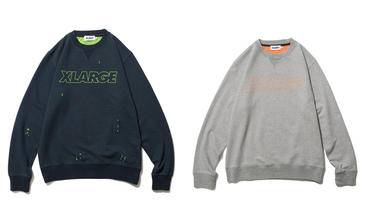 X-largeからダメージ加工+蛍光加工を施したDISTRESSED CREWNECK SWEATが発売！ (エクストララージ)