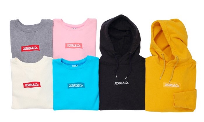 同色刺繍のBOX LOGO！X-girl “COLOR LOGO SWEAT PULLOVER HOODIE” (エックスガール)