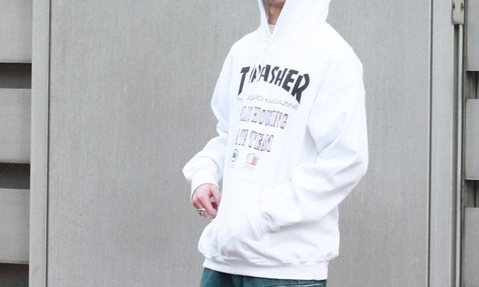 PUBLIC HOUSING SKATE TEAM 「THRASHER BOOTLEG HOODIE」「ARMY PHST
