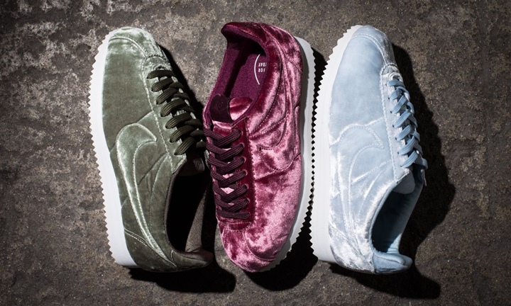 NIKE WMNS CORTEZ PREMIUM “Velvet” 3カラー (ナイキ ウィメンズ コルテッツ プレミアム ベルベット) [862574-200,400,600]