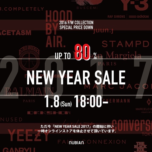 NUBIANにてYEEZY SEASON,BALMAIN,MARC JACOBS,STAMPD等の2016 F/Wアイテムが最大80%オフの「NEW YEAR SALE」が開催！ (ヌビアン)