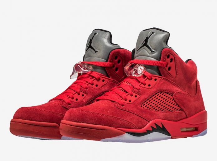 retro jordan 5 red suede