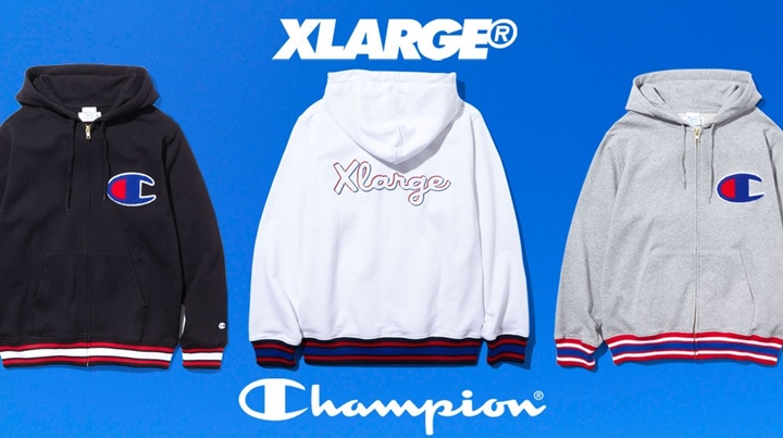 2/24発売！X-large × Champion ZIP HOODED SWEAT 3カラー (エクストララージ チャンピオン ジップ フーディー スウェット)