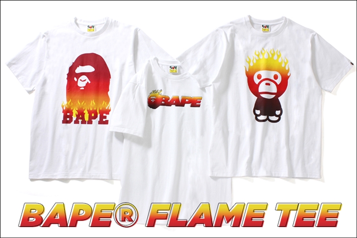 A BATHING APEから燃え盛る炎のモチーフと代表的なアイコンを組み合わせたTEE 3型が3/25から発売！ (ア ベイシング エイプ)