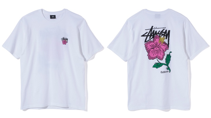 カリフォルニアの薔薇をテーマに描かれたハイビスカスのグラフィックSTUSSY Cali Rose Teeが発売中！ (ステューシー)