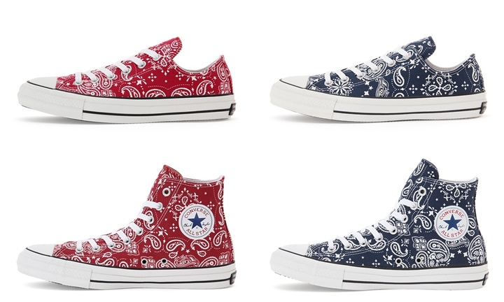 バンダナのペイズリー柄プリントを施したコットン素材 CONVERSE ALL STAR 100 BANDANA OX/HIが4月発売！ (コンバース オールスター)