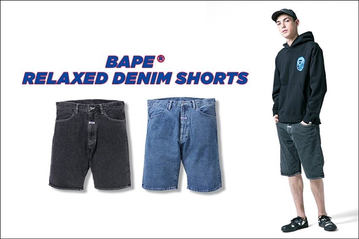 A BATHING APEからゆったりとしたストレスのない履き心地とスリムなシルエットのデニムショーツ「RELAXED DENIM SHORTS」が4/15から発売！ (ア ベイシング エイプ)