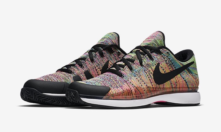 NIKE COURT ZOOM VAPOR FLYKNIT HARD COURT Pink Blast Electric Green 885725 600 Fullress