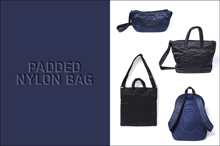 A BATHING APEからデザイン性と機能性を兼ね備え、TPO問わず使えるナイロンバッグシリーズ「BAPE PADDED NYLON BAG」が5/13から発売 (ア ベイシング エイプ)